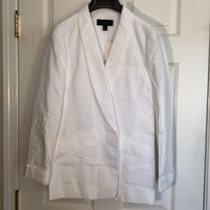 J crew blazer white cotton-linen blend